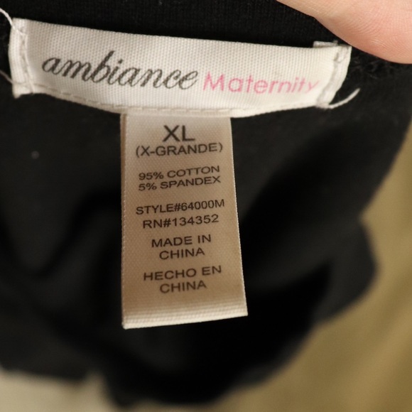 Lot of 2 Maternity Tees - Solid Black and Striped - Picture 3 of 4